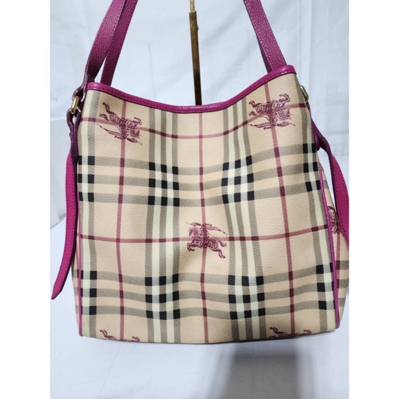 Authentic Burberry Haymarket Check Canterbury Tote Bag Beige/Pink - Picture 16 of 16